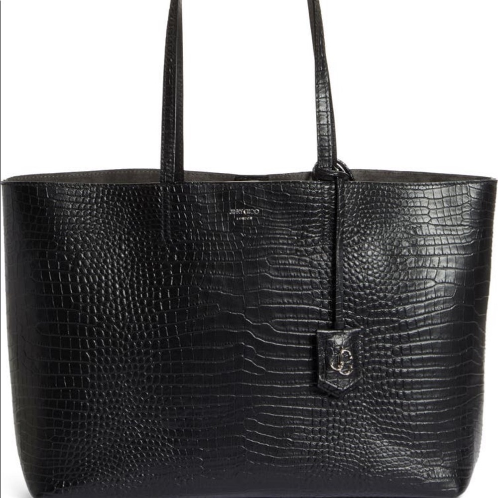 Jimmy choo croc embrossed leather tote